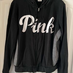 Pink zipper grey and black hoodie